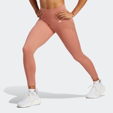 ADIDAS PERFORMANCE Skinny Sportovní kalhoty 'Optime Stash' – hnědá: přední strana