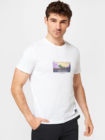 T-Shirt 'WOODLAND' JACK & JONES en blanc : devant