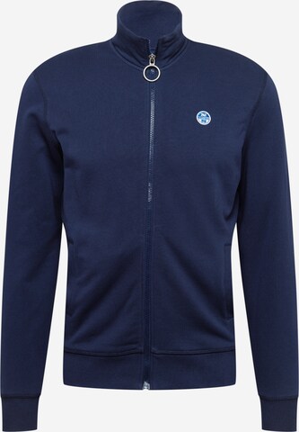 North Sails Zip-Up Hoodie in Blue: front