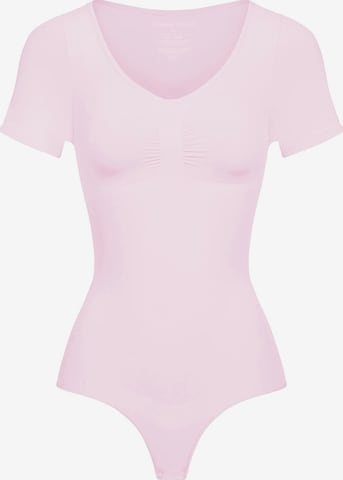 Body modelant 'T-Shirt Bodysuit Sculpting Shapewear mit String' cfab en rose : devant