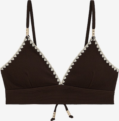 Bikinio viršutinė dalis iš WE Fashion, spalva – tamsiai ruda / balta, Prekių apžvalga