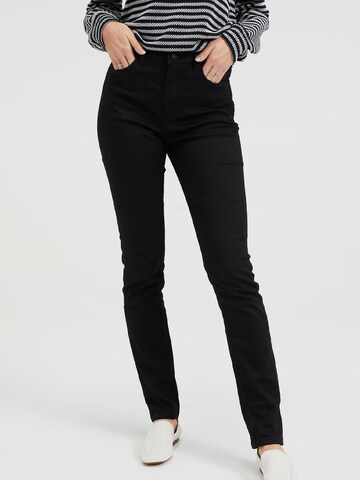 Skinny Jeans de la WE Fashion pe negru: față