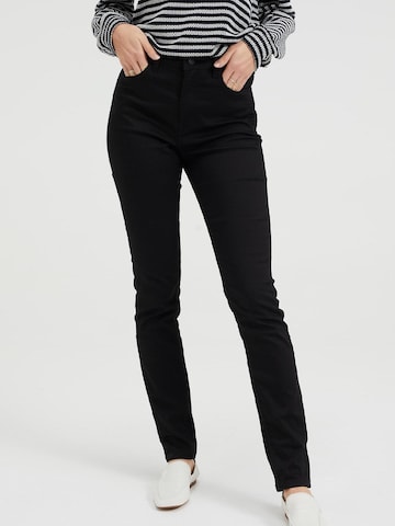 WE Fashion Skinny Jeans in Zwart: voorkant