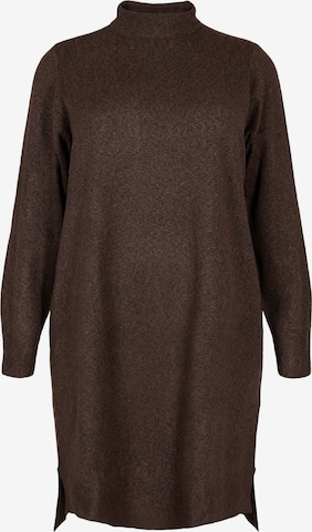 Zizzi Knitted dress 'CASUNNY' in Brown: front