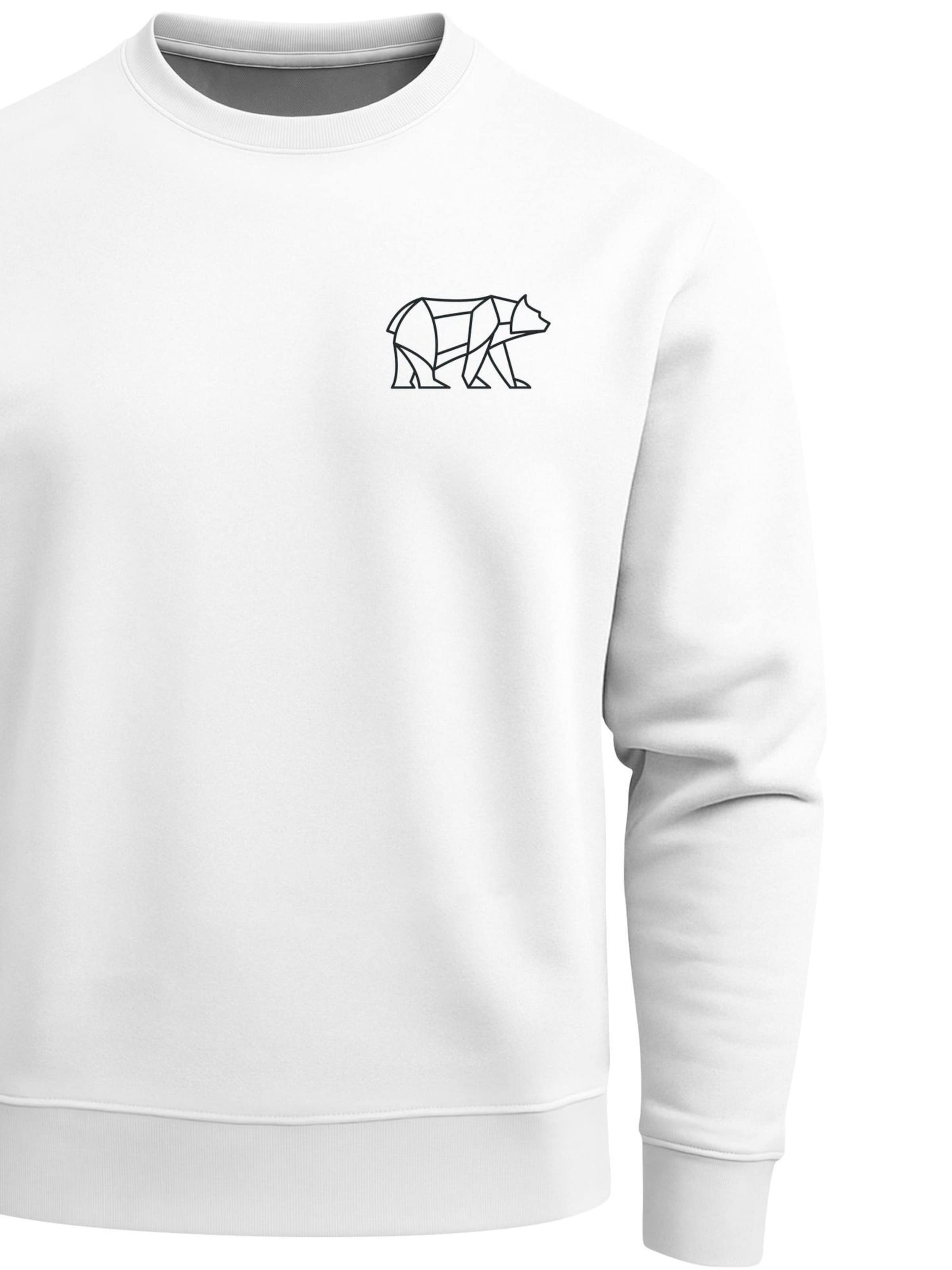 Neverless Sweatshirt 'Bär Lineart Polygon' in White