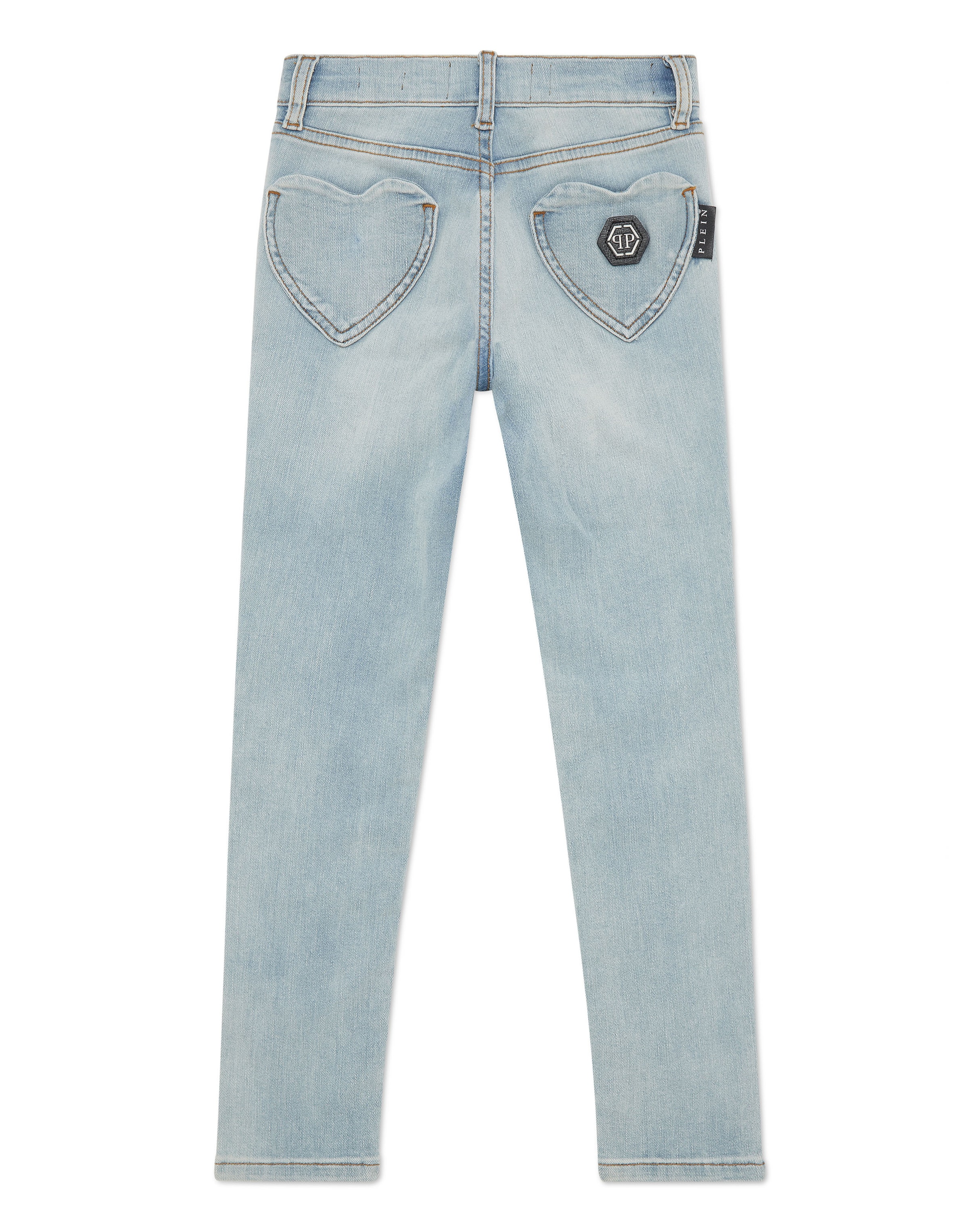 Philipp Plein Skinny Jeans 'Heart' in Blauw