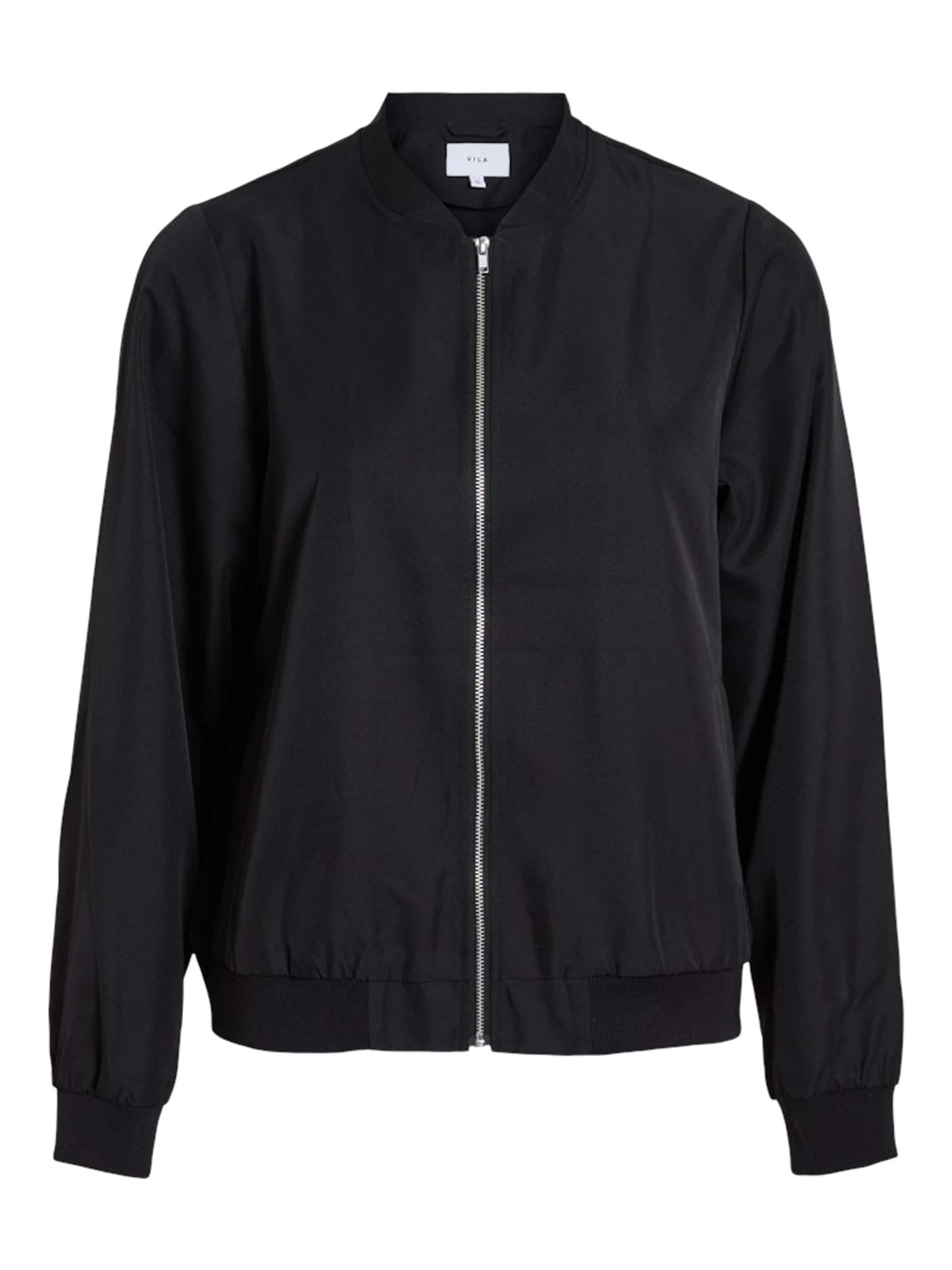VILA Zip-Up Hoodie 'VIPAPAYA' in Black: front