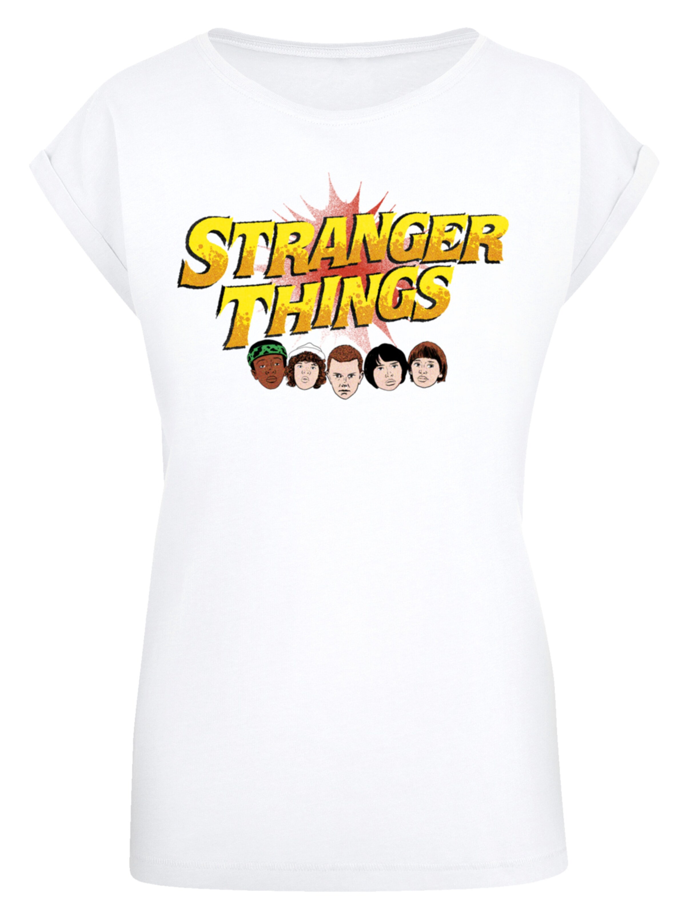 T-shirt 'Stranger Things Comic Heads Netflix TV Series' F4NT4STIC en blanc : devant