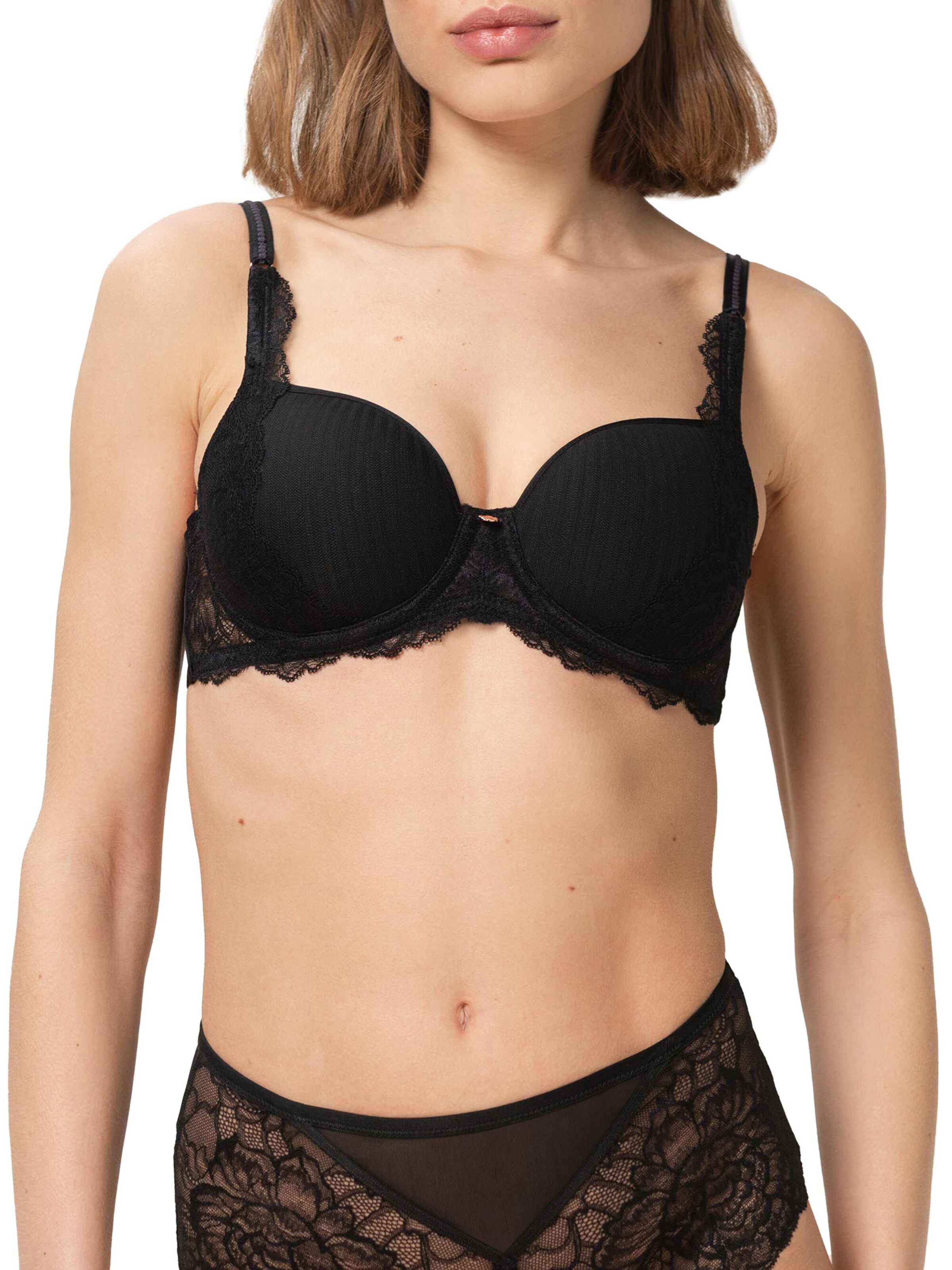 TRIUMPH Klassiek BH ' Peony Florale ' in Zwart: voorkant