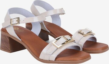 Desa T-bar sandals 'Sandalen mit Blockabsatz' in Beige: front