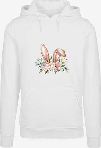 Sweat-shirt 'Blumen Osterhasen Ohren Dekor' F4NT4STIC en blanc : devant