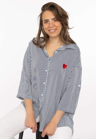 Zwillingsherz Blouse in Blauw: voorkant