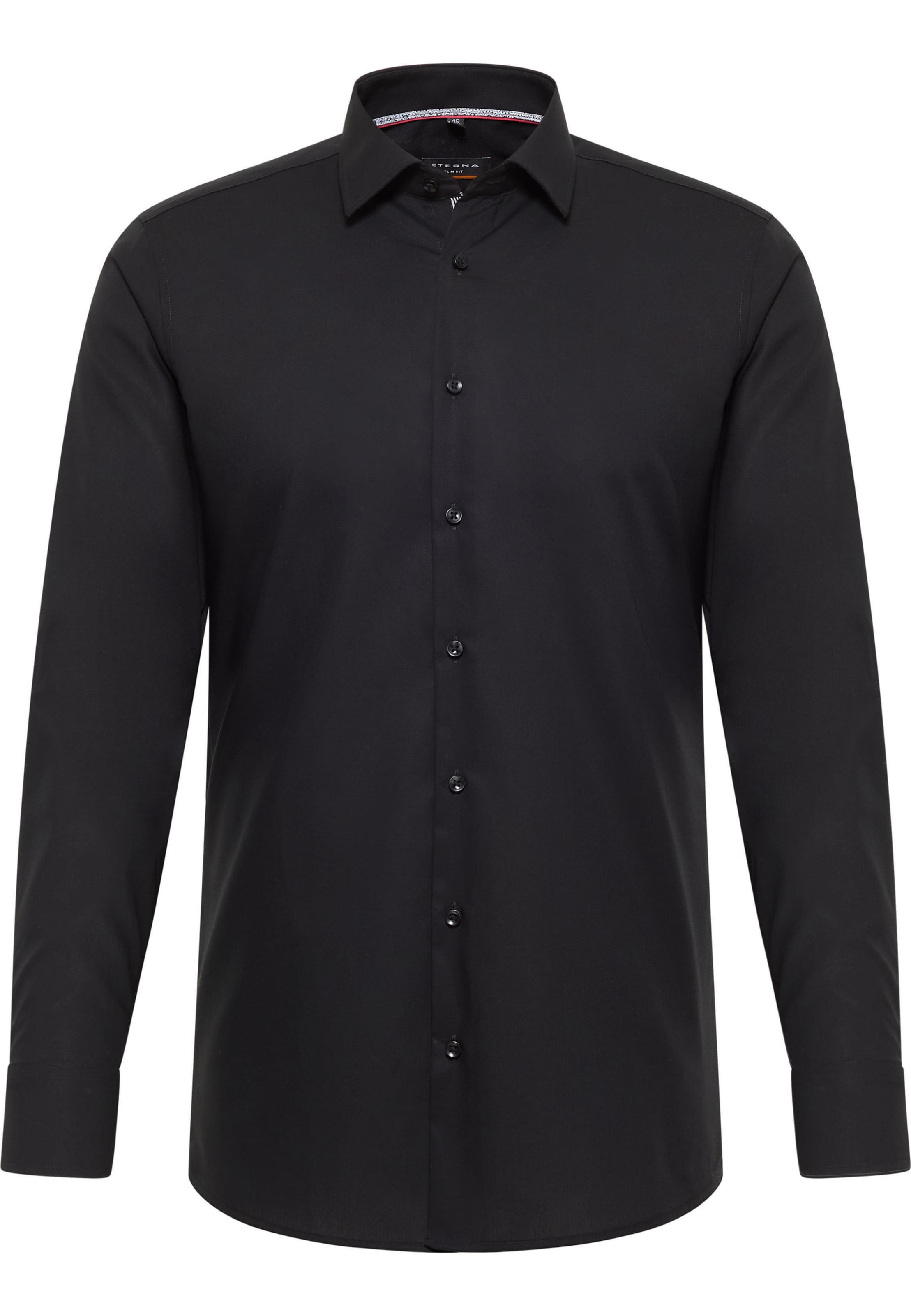 ETERNA Slim fit Zakelijk overhemd in Zwart: voorkant
