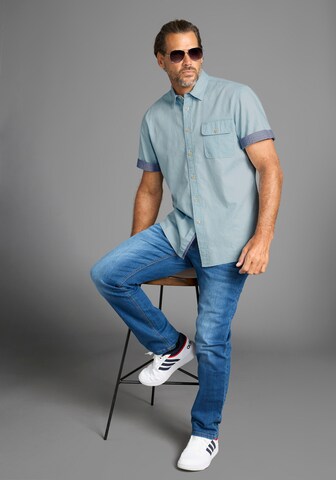 Man's World Comfort fit Button Up Shirt in Blue