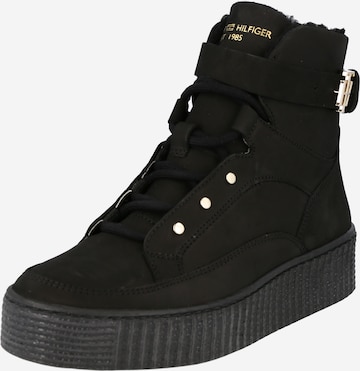 TOMMY HILFIGER Lace-Up Ankle Boots in Black: front