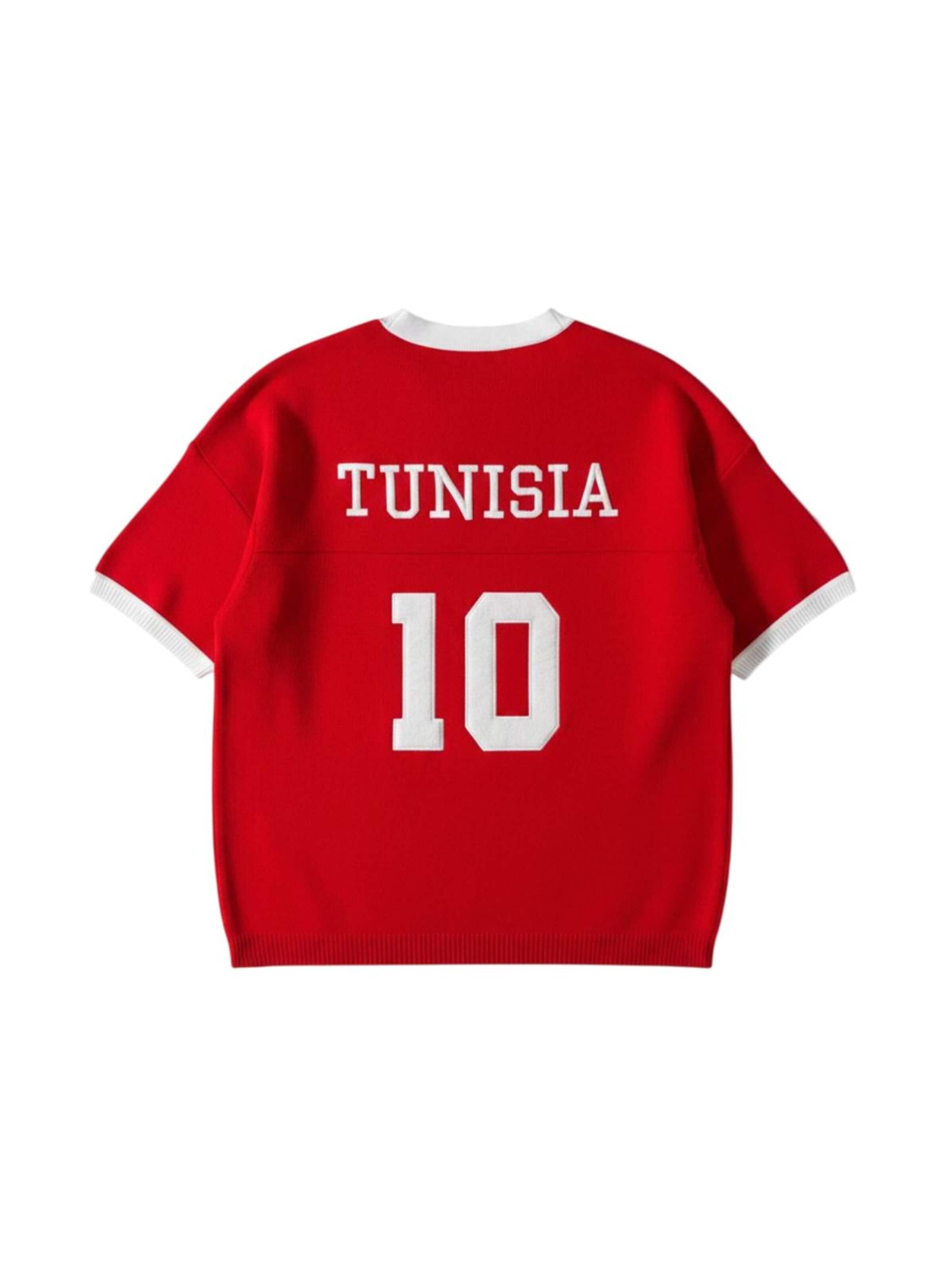 Kleidermafia - Camiseta de fútbol 'Oversize Tunisia Knit T-shirt - Red' en rojo: frente