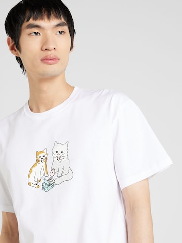 Maglietta 'Cats' di Cleptomanicx in bianco
