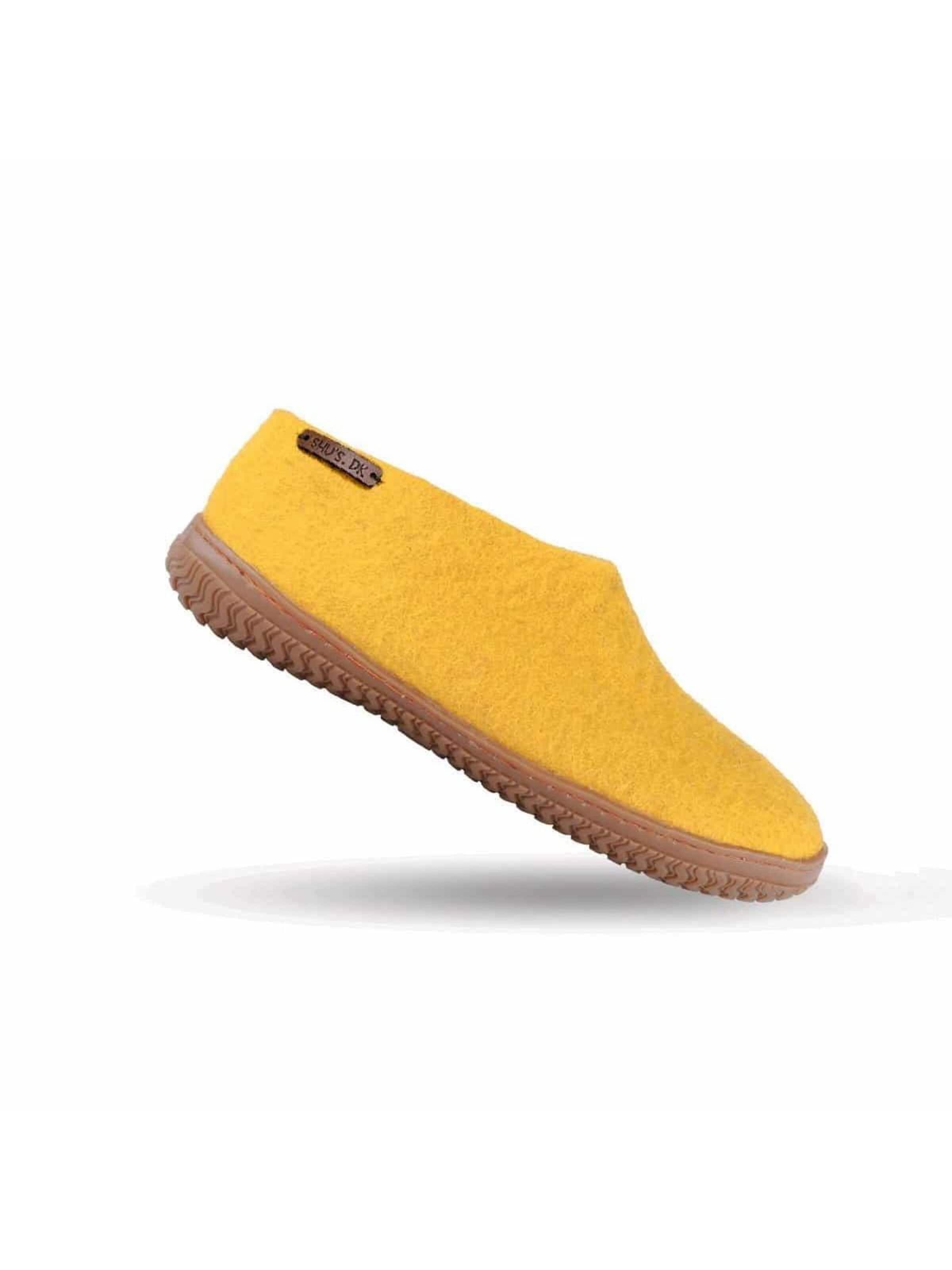 SHUS walk with nature Hjemmesko 'Uldhjemmesko (100% ren uld) m/Gummisål – Dansk Design fra SHUS' i gul