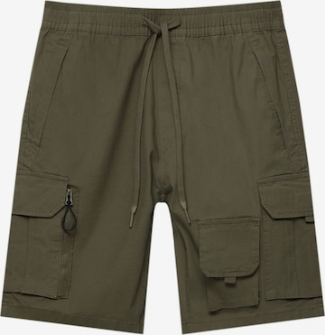 Pull&Bear Loosefit Shorts in Grün: predná strana