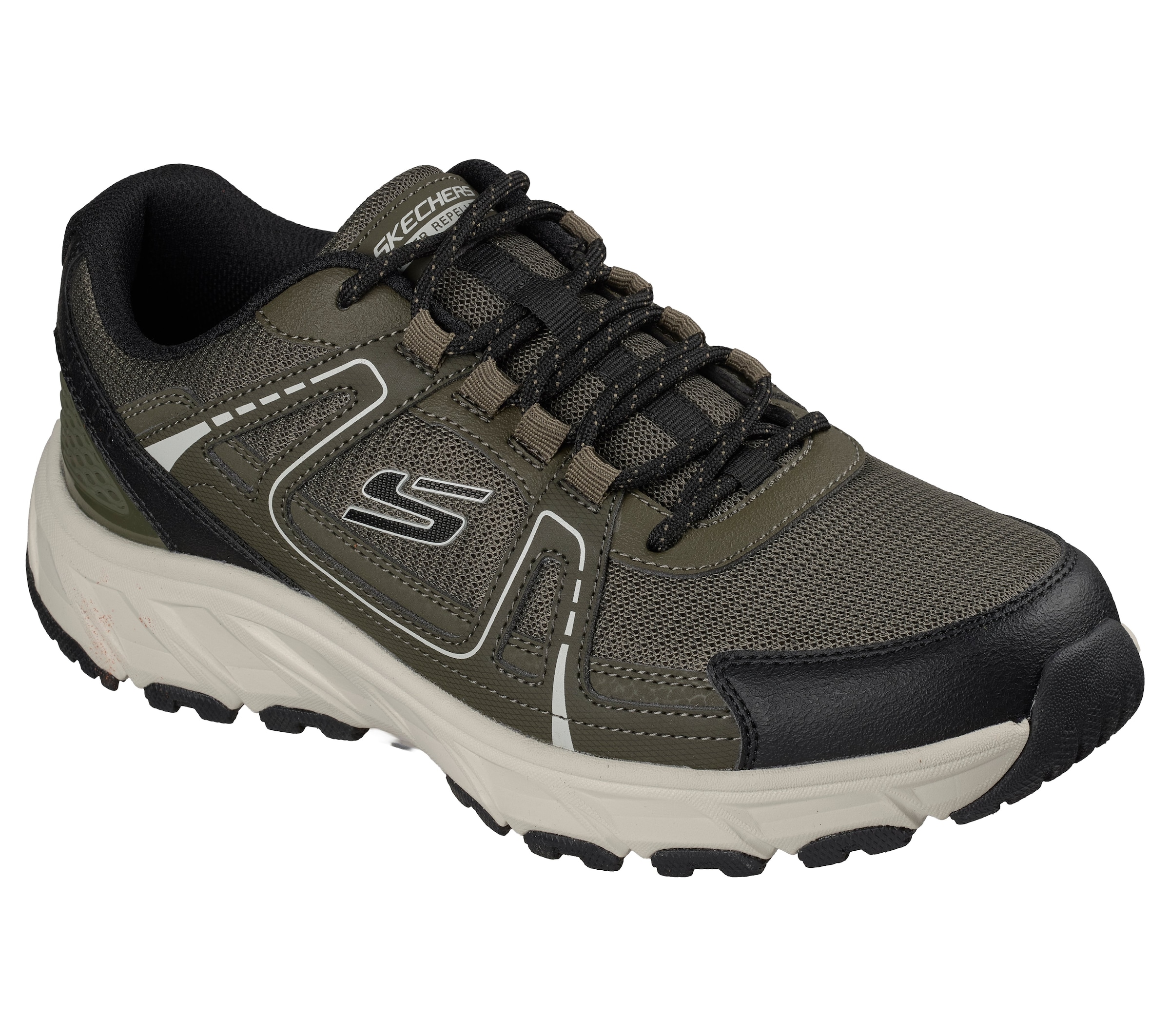 SKECHERS Chaussure basse 'Hillcrest 2.0 - Sabbaday Falls' en 42 en olive / noir / blanc, Vue avec produit