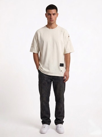 ENVYME Shirt 'T-Shirt Oversize T-Shirt „Heart" Herz-Print, Vintage Destroyed-Look' in White: front
