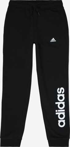 ADIDAS SPORTSWEAR Tapered Workout Pants 'Essentials Linear Logo' in Black: front