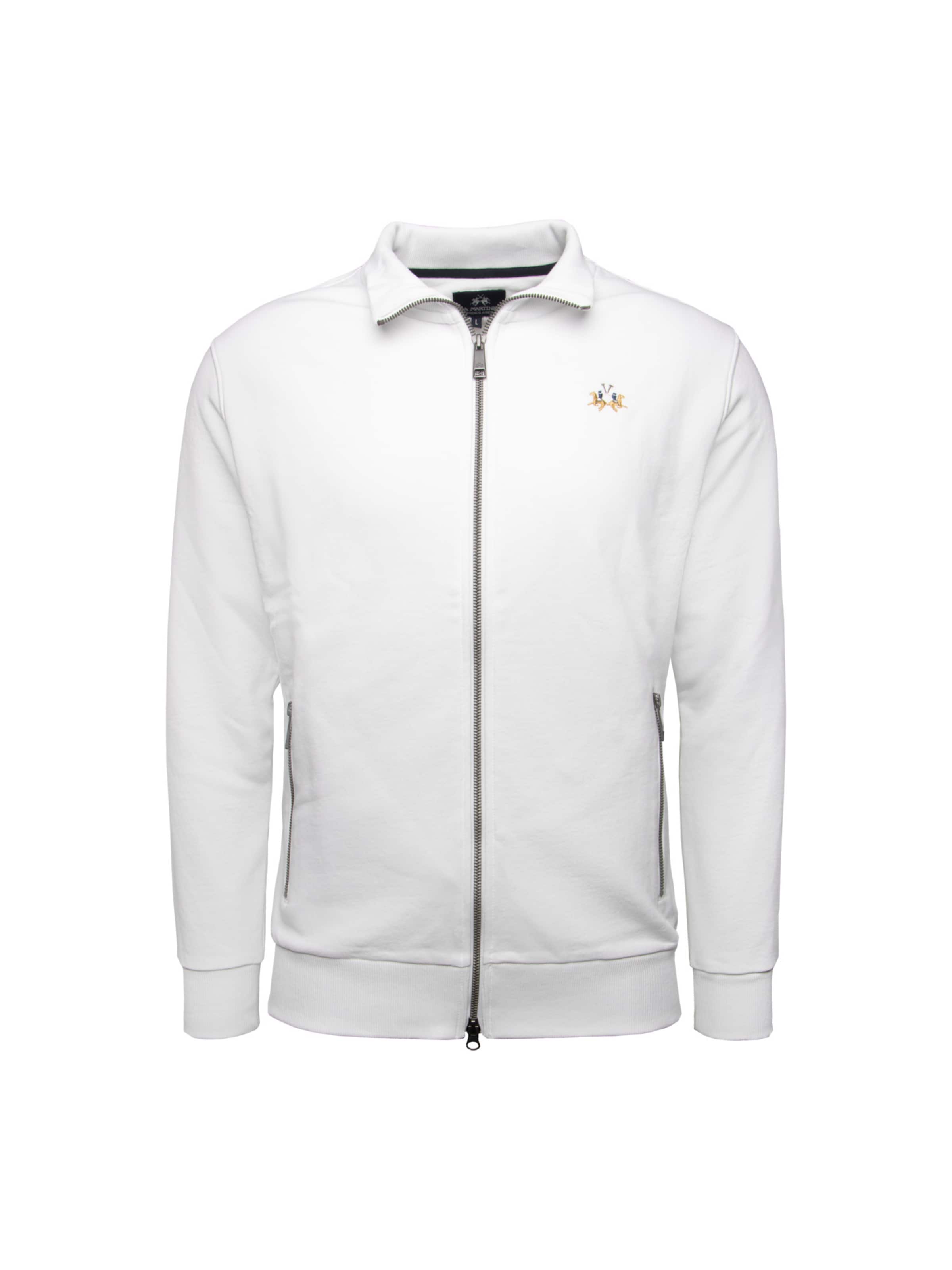 La Martina Sweatjacke 'MAF004' in Weiß: Vorderseite