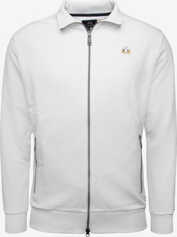 La Martina Sweatjacke 'MAF004' in Weiß: Vorderseite