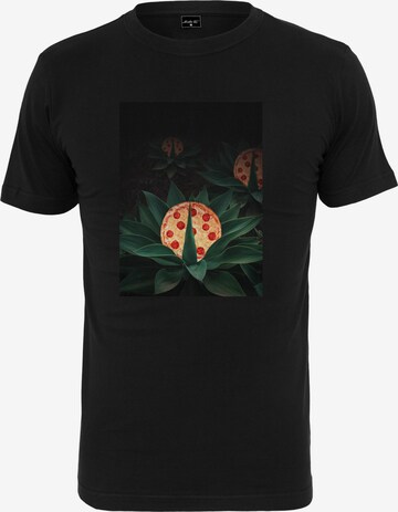 Mister Tee Shirt 'Pizza Plant' in Zwart: voorkant