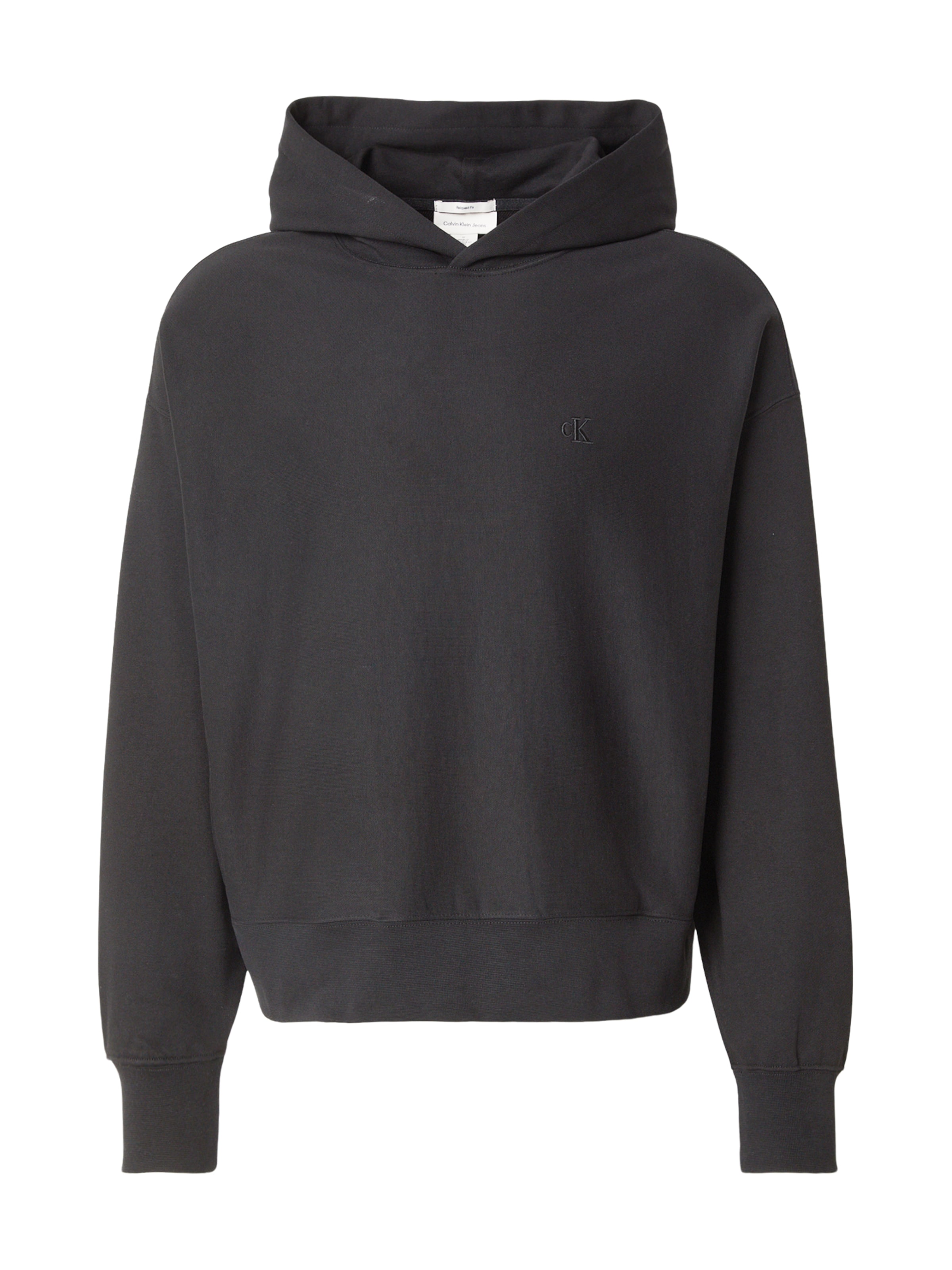 Bluză de molton de la Calvin Klein Jeans pe negru: față