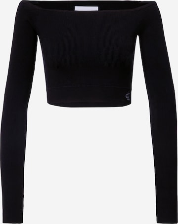 melns Calvin Klein Jeans Džemperis 'BARDOT': no priekšpuses