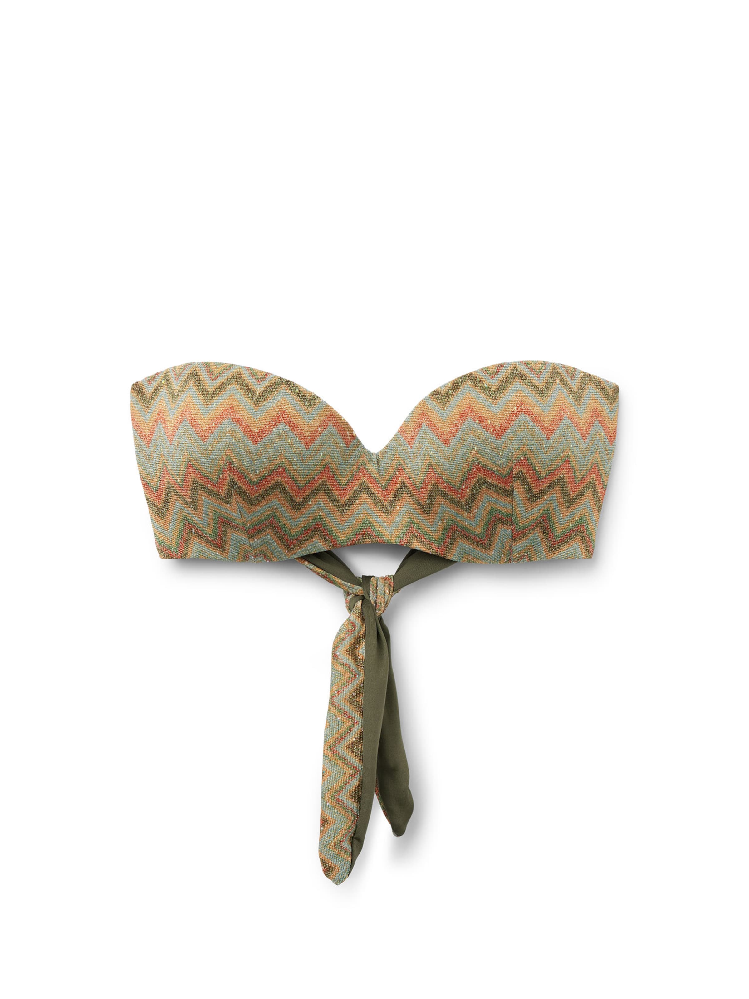 Tezenis Bandeau Bikini Top 'Luxury Chevron' in Green: front