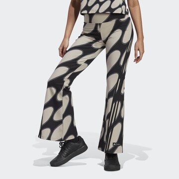 ADIDAS SPORTSWEAR Flared Workout Pants 'Adidas x Marimekko Future Icons' in Brown: front