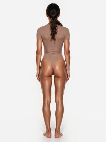 GOD SAVE QUEENS Body 'Second Skin T-Shirt Bodysuit' – hnědá