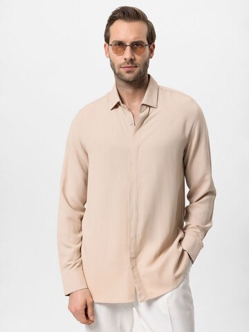 Antioch Comfort fit Button Up Shirt in Beige: front