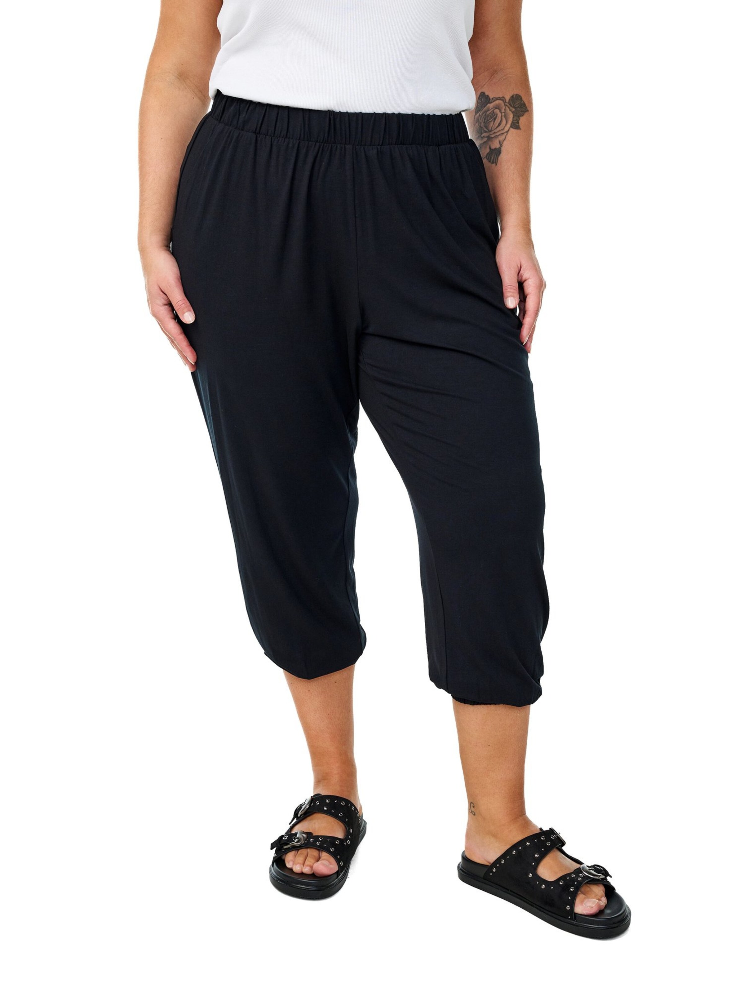 Zizzi Zúžený strih Nohavice - Čierna: predná strana