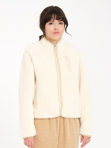 Volcom Fleece jas 'WUZER FUZZAR' in Wit: voorkant