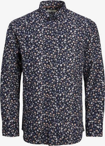 Jack & Jones Plus Comfort fit Button Up Shirt in Blue: front