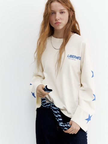 Pull&Bear Shirt 'PACIFIC EMPOWER' in Wit: voorkant