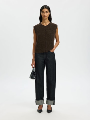 SELECTED Strickweste 'SFLULU' in Braun