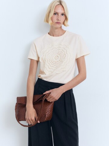 MANGO Shirt 'CROCHE-H' in Beige: front
