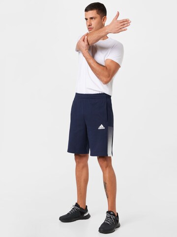 ADIDAS SPORTSWEAR Regular Workout Pants 'Essentials Summer Lightweight French Terry -Dye' in Blue