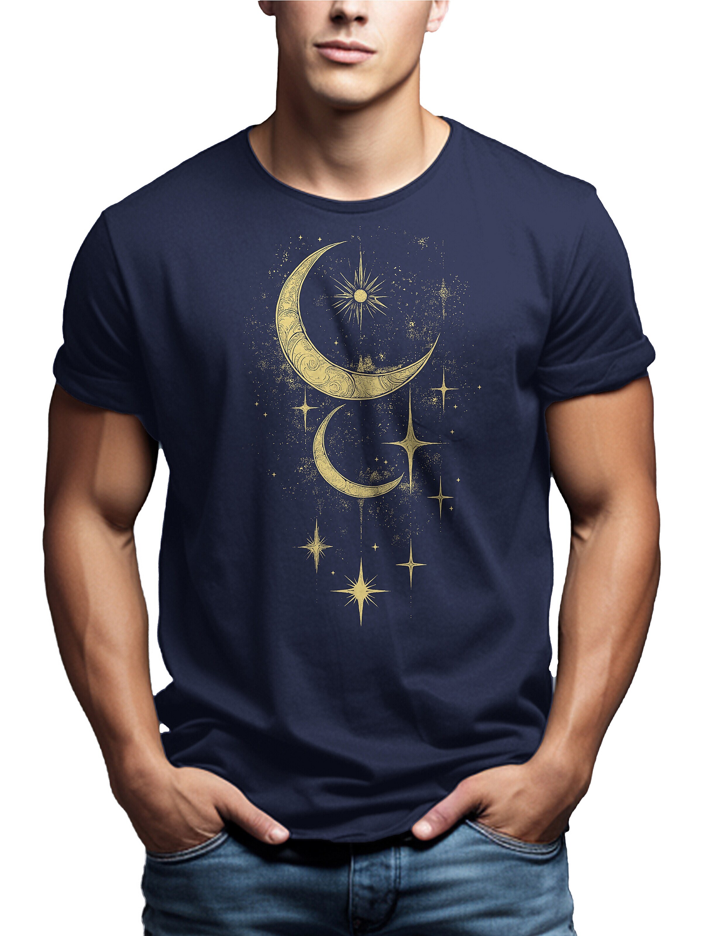 MAKAYA Shirt 'Moon Stars' in Blue