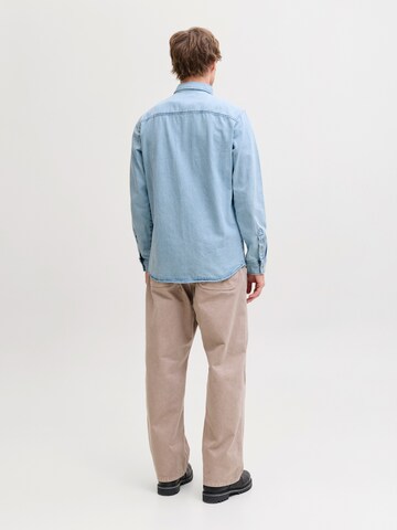 JACK & JONES Slim fit Button Up Shirt 'JJESTANLEY' in Blue