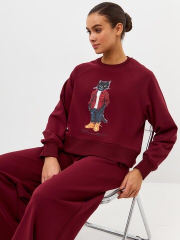 Sweat-shirt 'Country Cat' Cat e Lolette en rouge