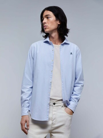 Scalpers Regular fit Overhemd 'Oxford Peach' in Blauw: voorkant