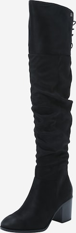 MTNG Overknees 'MIRIANA' i svart: framsida