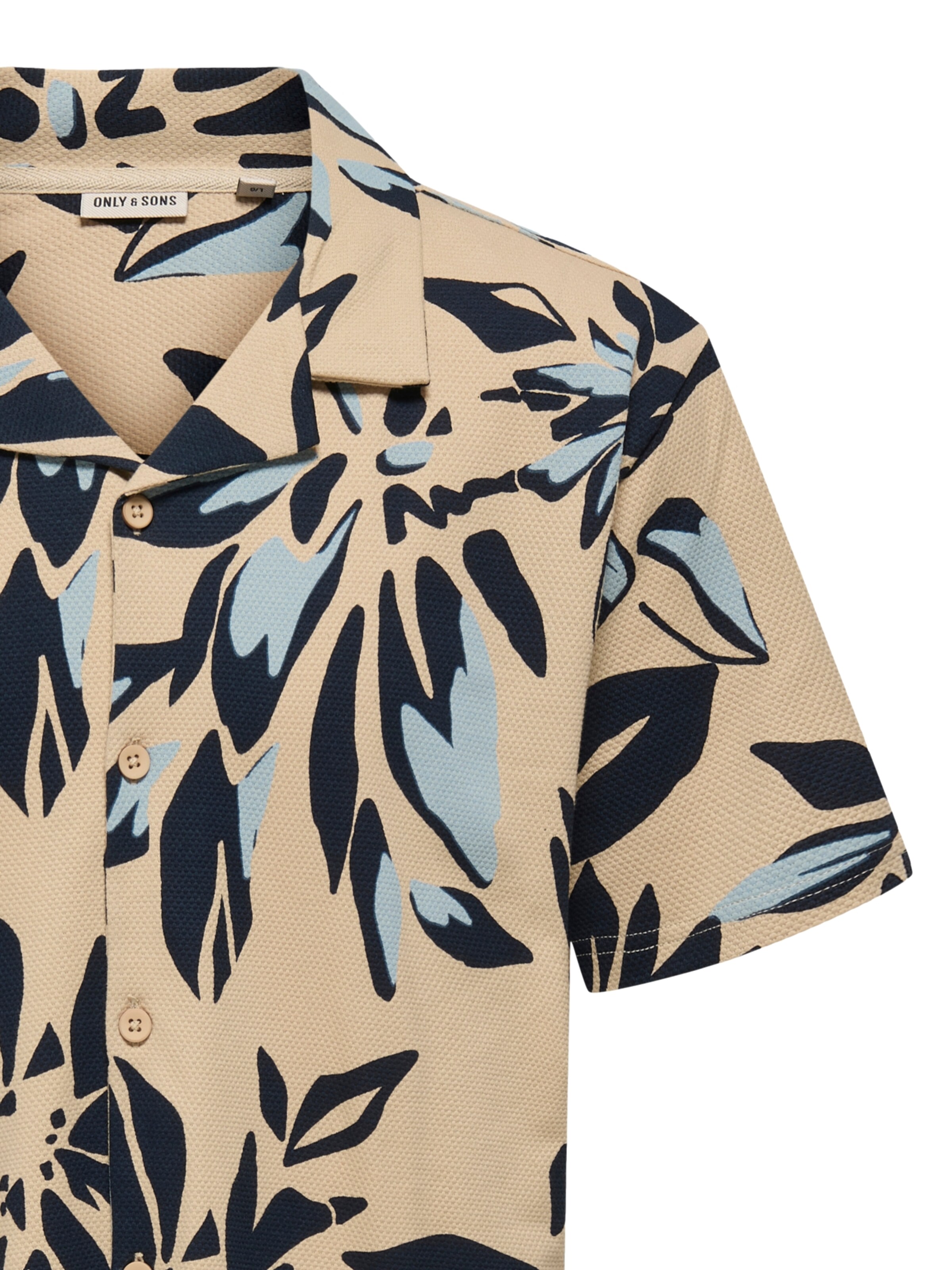 Only & Sons Comfort fit Button Up Shirt 'Piero' in Beige