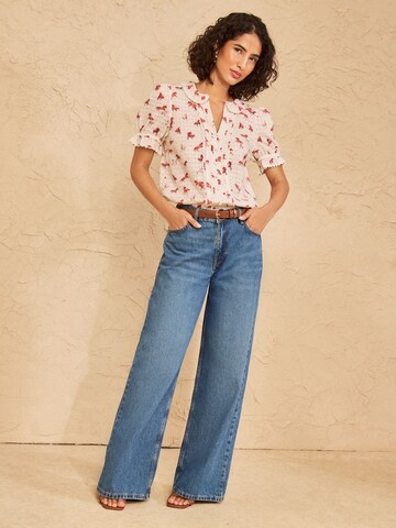 Chemisier love & roses en rose