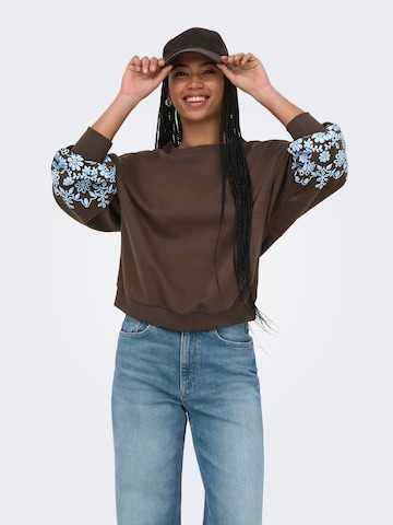 Sweat-shirt 'ONLBrooke' ONLY en marron : devant
